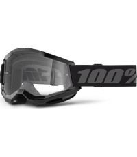 Children’s Motocross Goggles 100% Strata 2 Youth - Black, Clear Plexi