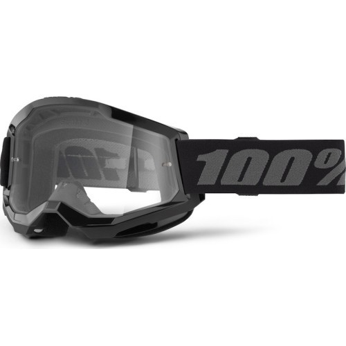 Bērnu motokrosa brilles 100% Strata 2 Youth - Melna, caurspīdīgs pleksistikls