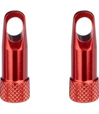Presta (FV) valve caps / nuts with tool, aluminium (red)