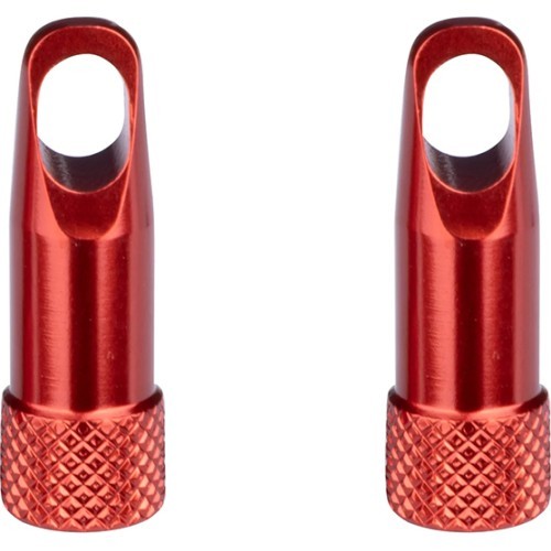 Presta (FV) valve caps / nuts with tool, aluminium (red)