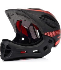Velosipēdista ķivere Meteor Lupus, full-face, S 48-52 cm, melna/sarkana