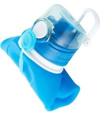 Fischer foldable water bottle, 750 ml, food-grade silicone (blue)