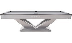 Billiard Table, Pool, Rasson Victory III, Silver, CLUB pocket size, 9 ft., Simonis 760 blue green
