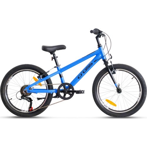 CROSS Rider 20" bērnu velosipēds, 6 ātrumi, rāmja izmērs 10" (25 cm), zils