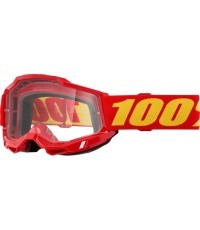 Bērnu motokrosa brilles 100% Accuri 2 Junior - Sarkana, caurspīdīgs plexi