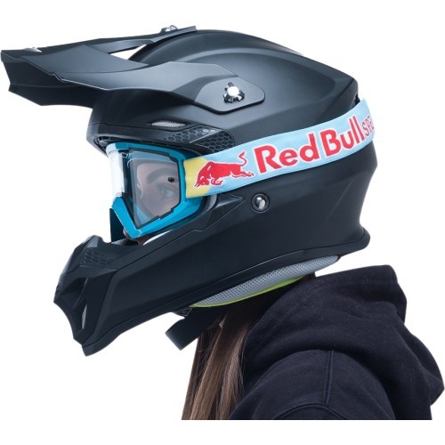 Motokrosa brilles Red Bull Spect Whip, neona zilas, caurspīdīgas lēcas