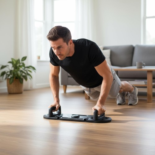 MULTIFUNCTIONAL BOARD FOR ABDOMINAL MUSCLE EXERCISES AND PUSH-UPS WITH ROPES 3-IN-1 DBP02 HMS