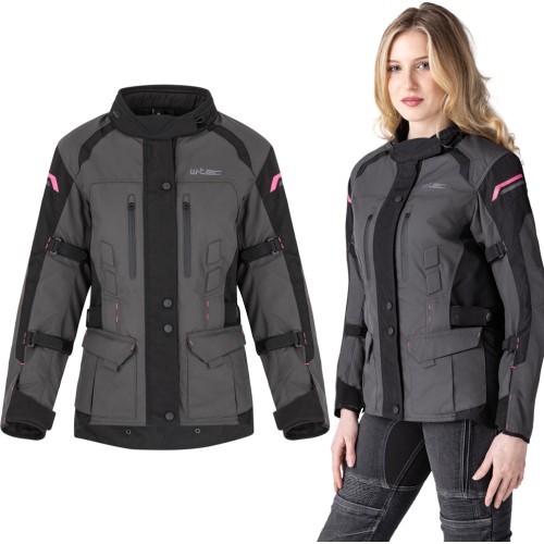 Women’s Motorcycle Jacket Barbata - Black-grey-pink