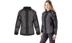 Women’s Motorcycle Jacket Barbata - Black-grey-pink