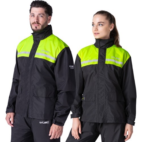 Rain Motorcycle Jacket W-TEC Rinstop - Black-Fluo