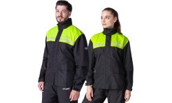 Rain Motorcycle Jacket W-TEC Rinstop - Black-Fluo