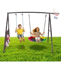 Plac zabaw dla dzieci huśtawka ogrodowa 4w1 kosz do koszykówki bocianie gniazdo ECOTOYS