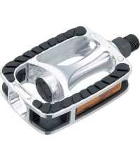FORCE pedals with reflectors and non-slip rubber strip (aluminium)
