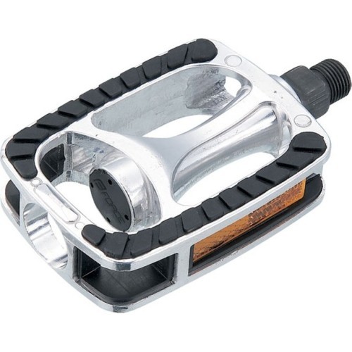 FORCE pedals with reflectors and non-slip rubber strip (aluminium)