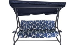 Garden Swing Seat Textylina 2x1 Pattern Leaves Navy Blue
