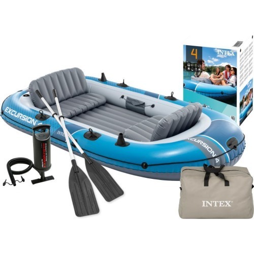 Надувная лодка Intex Excursion 4 на 4 человека, насос, 2 весла, сумка 66324