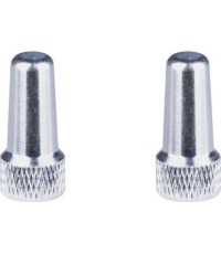 Presta valve nuts, aluminium, silver (pair)