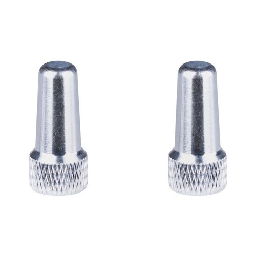 Presta valve nuts, aluminium, silver (pair)