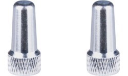 Presta valve nuts, aluminium, silver (pair)