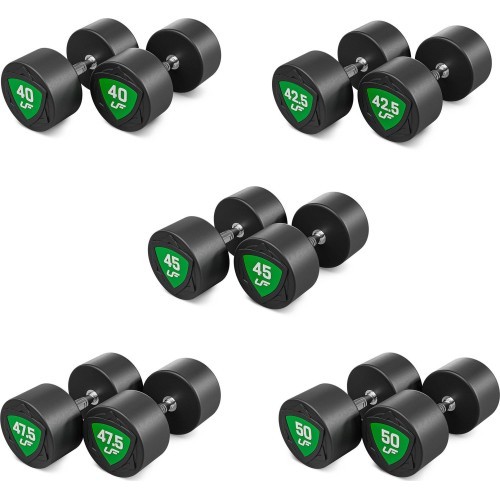 Poliuretāna fiksēto hanteļu komplekts 40–50 kg (solis 2,5 kg) 450 kg – UpForm