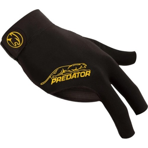 Billiard Glove, Predator Second Skin, 3-Finger, black-yellow, to wear on right hand, S&M