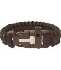 Paracord Bracelet  Highlander, Trident, Whistle, Black Flint