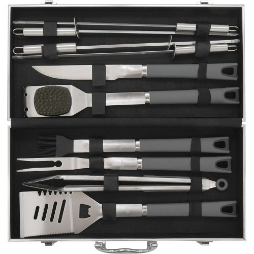 Barbecue Tools Set Cattara Gray Line - 11pcs, Aluminium Case