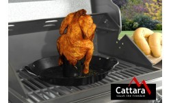 Grill stand for chicken with pan