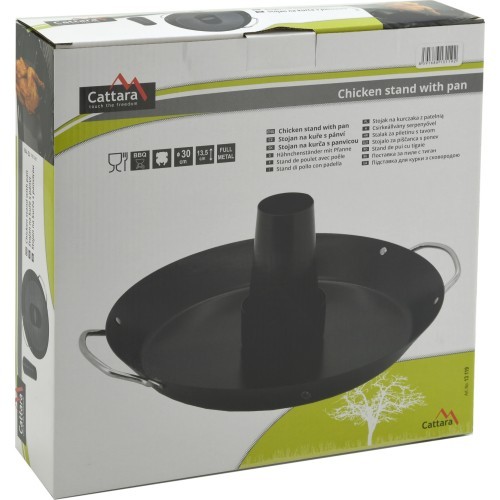 Grill stand for chicken with pan