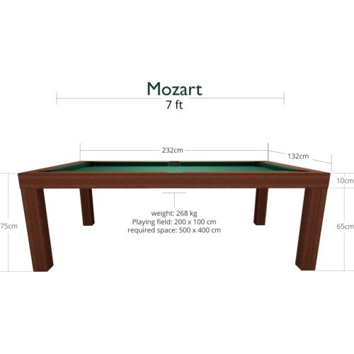 Biljarda galds Dynamic Mozart, sarkankoks, 7 pēdas