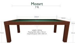 Biljarda galds Dynamic Mozart, sarkankoks, 7 pēdas