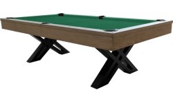 Biljarda galds Pool X-con, 8 ft, pelēks ozols, Club Cloth dzelteni zaļš