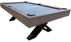 Billiard Table, Pool, X-con, 8 ft., Grey Oak, Club Cloth yellow green