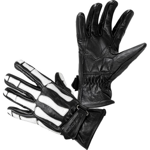 Motorcycle Gloves W-TEC Classic - White Bones Black