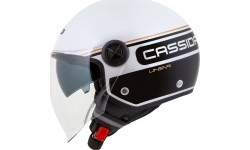 Motocikla ķivere Cassida Handy Plus Linear perlamutra balta/melna/zelta