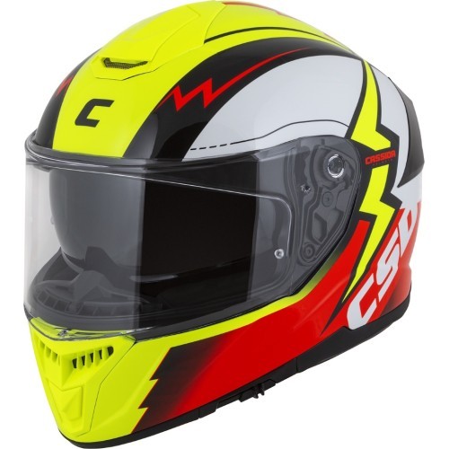Motocikla ķivere Cassida Integral GT 2.1 Flash fluorescējoši dzeltena/fluorescējoši sarkana/melna/balta