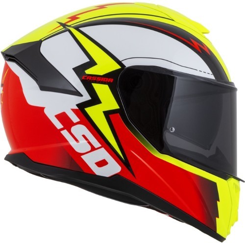 Motocikla ķivere Cassida Integral GT 2.1 Flash fluorescējoši dzeltena/fluorescējoši sarkana/melna/balta