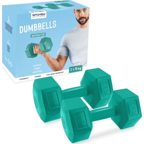 Set of hexagonal dumbbells 2x5 kg Spokey MONSTER