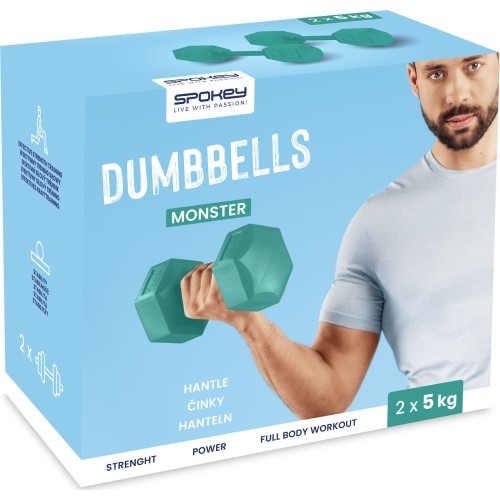Set of hexagonal dumbbells 2x5 kg Spokey MONSTER