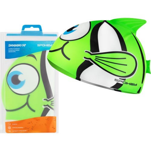 Силиконовая шапочка для плавания зелёная Spokey RYBKA MARLIN