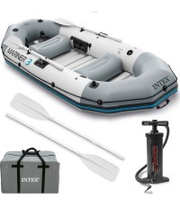 Ponton dmuchany Mariner 3 dla 3 osób wiosła pompka uchwyty na wędkę i silnik INTEX 68373