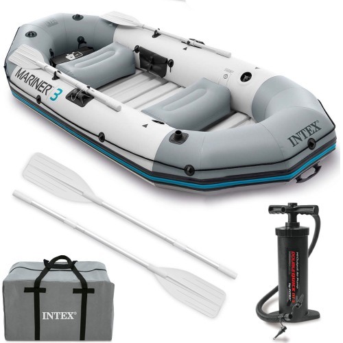 Ponton dmuchany Mariner 3 dla 3 osób wiosła pompka uchwyty na wędkę i silnik INTEX 68373
