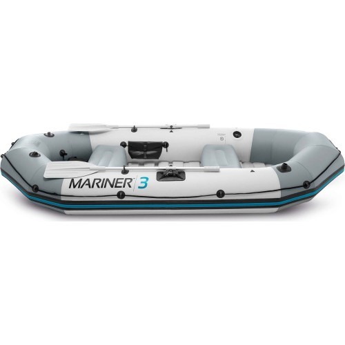 Ponton dmuchany Mariner 3 dla 3 osób wiosła pompka uchwyty na wędkę i silnik INTEX 68373