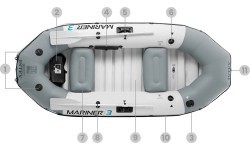Ponton dmuchany Mariner 3 dla 3 osób wiosła pompka uchwyty na wędkę i silnik INTEX 68373