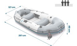 Ponton dmuchany Mariner 3 dla 3 osób wiosła pompka uchwyty na wędkę i silnik INTEX 68373
