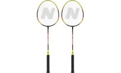 NRZ204-1 ALUMINUM BADMINTON RACKET SET + 3 FEATHER SHUTTLECOCKS + NILS COVER