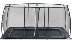 EXIT Dynamic ground level trampoline 244x427cm with safety net - black