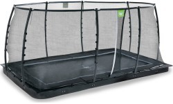 EXIT Dynamic ground level trampoline 244x427cm with safety net - black