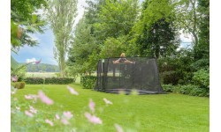 EXIT Dynamic ground level trampoline 244x427cm with safety net - black