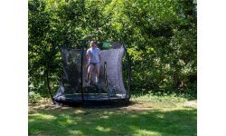 EXIT Silhouette ground trampoline ø244cm with safety net - black Outdoor Round Coil spring Sunken trampoline